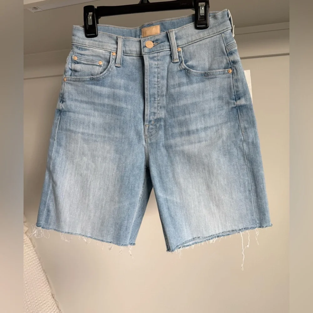 NWT Mother The Tripper Light Blue Denim Women Shorts Size 25 - Picture 11 of 13